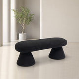 Drum Black Faux Shearling Teddy Fabric Bench 196Black Meridian Furniture