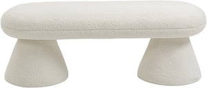 Drum Cream Faux Shearling Teddy Fabric Bench 196Cream Meridian Furniture