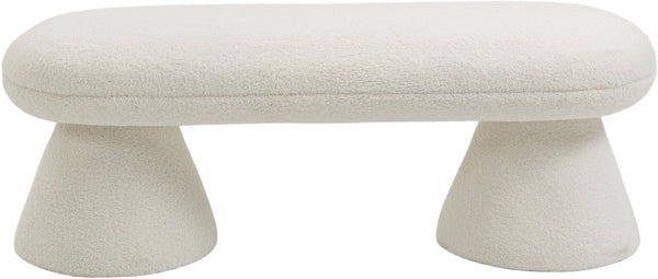 Drum Cream Faux Shearling Teddy Fabric Bench 196Cream Meridian Furniture