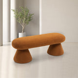 Drum Saddle Faux Shearling Teddy Fabric Bench 196Saddle Meridian Furniture