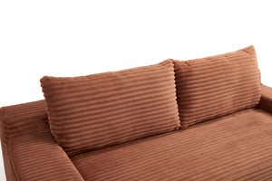 English Elm Loveseat Convertible Corduroy Sofa Bed with Memory Foam & Steel Frame, No Assembly, Compact Orange W3561P331999