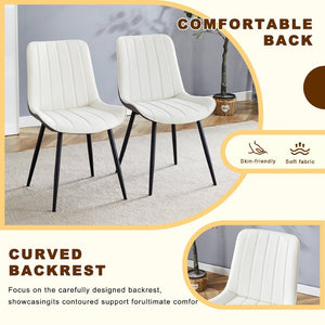 English Elm Table Modern Minimalist 42" Round Dining Set With 4 Ergonomic Pu Leather Chairs In Gray & White W1151S03394-GIGA