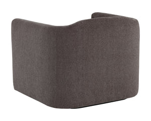 Sunpan Birrit Swivel Armchair - Luxurious Comfort with Durable Performance Fabric and Sleek Wooden Base Alaska Hedgehog Brown