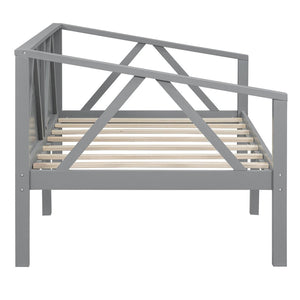 English Elm Twin Daybed Frame Solid Pine Sofa Bed for Guest Room Studio or Teen Bedroom Gray N708P266719E