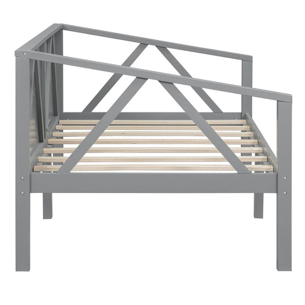 English Elm Twin Daybed Frame Solid Pine Sofa Bed for Guest Room Studio or Teen Bedroom Gray N708P266719E