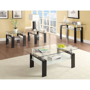 English Elm Randall Black Glass Top Sofa Table with 1 Shelf — Minimalist Metal Frame, Durable Modern Accent B062S00672