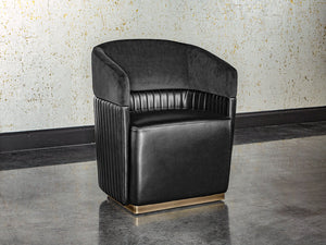 Sunpan Genval Modern Wheeled Lounge Chair with Brass Frame & Unique Tufted Design – Stylish Comfort!