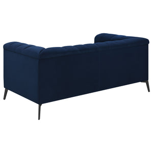 English Elm Darci Navy Blue 3-Piece Tuxedo Arm Living Room Set - Plush Velvet Comfort & Modern Elegance For Your Home B062S01163