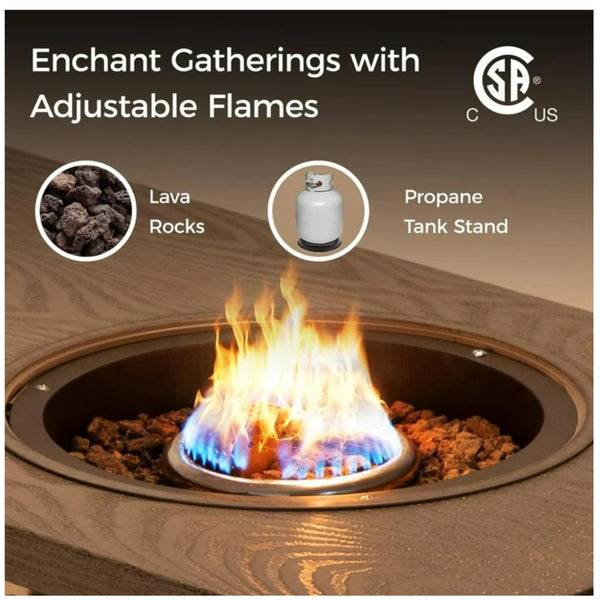 English Elm 47" Outdoor Aluminum Fire Pit Table 50000 Btu Propane with Ice Bucket Station Beige B082P454968