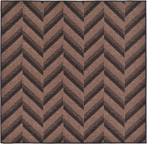 Unique Loom Outdoor Modern Chevron Machine Made Geometric Rug Brown, Brown/Black 5' 4" x 6' 1"