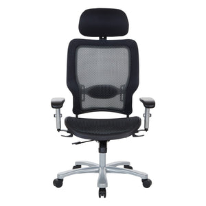 OSP Home Furnishings Air Grid Big and Tall Executive Chair with Breathable Mesh Lumbar Support and Synchro Tilt 63-11A653RHM
