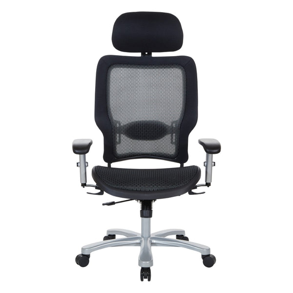 OSP Home Furnishings Air Grid Big and Tall Executive Chair with Breathable Mesh Lumbar Support and Synchro Tilt 63-11A653RHM