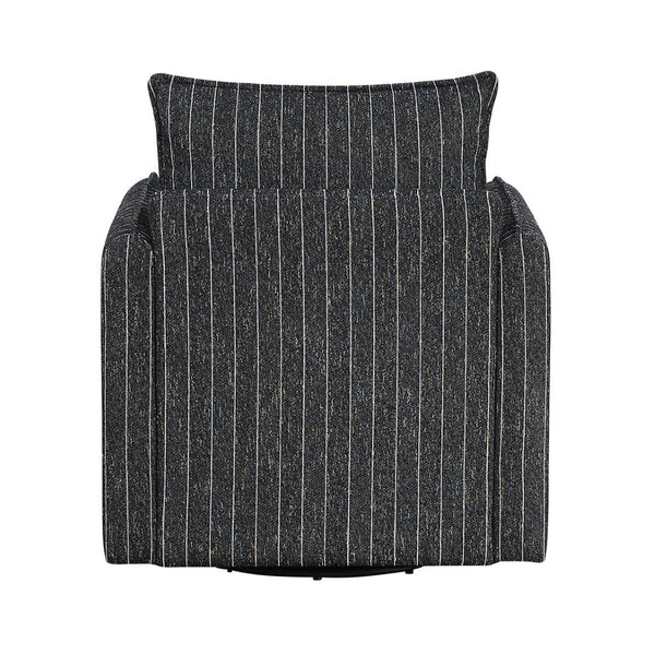 English Elm Contemporary Swivel Accent Chair Striped Plush Upholstery for Modern Living Rooms B011P458632