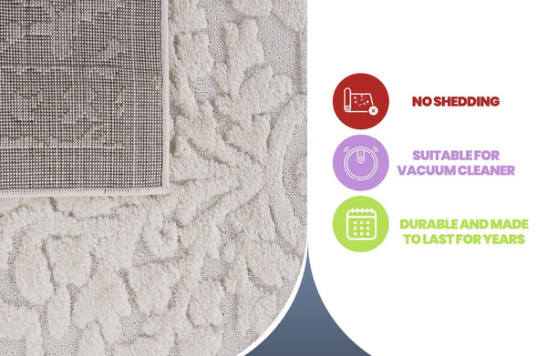 English Elm Step Collection Cream Medallion Geometric Rug High-low Pile Polypropylene 9x12 B189P448820