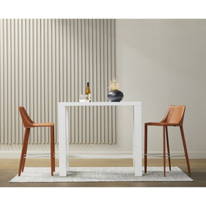 EuroStyle Abby Glossy White Bar Height Dining Table Seats 4 for Kitchen or Home Bar 19706WHT-KIT