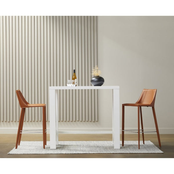 EuroStyle Abby Glossy White Bar Height Dining Table Seats 4 for Kitchen or Home Bar 19706WHT-KIT