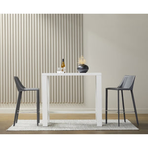 EuroStyle Abby Glossy White Bar Height Dining Table Seats 4 for Kitchen or Home Bar 19706WHT-KIT