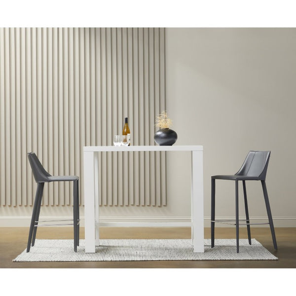 EuroStyle Abby Glossy White Bar Height Dining Table Seats 4 for Kitchen or Home Bar 19706WHT-KIT