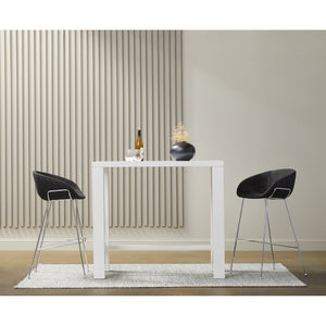 EuroStyle Abby Glossy White Bar Height Dining Table Seats 4 for Kitchen or Home Bar 19706WHT-KIT