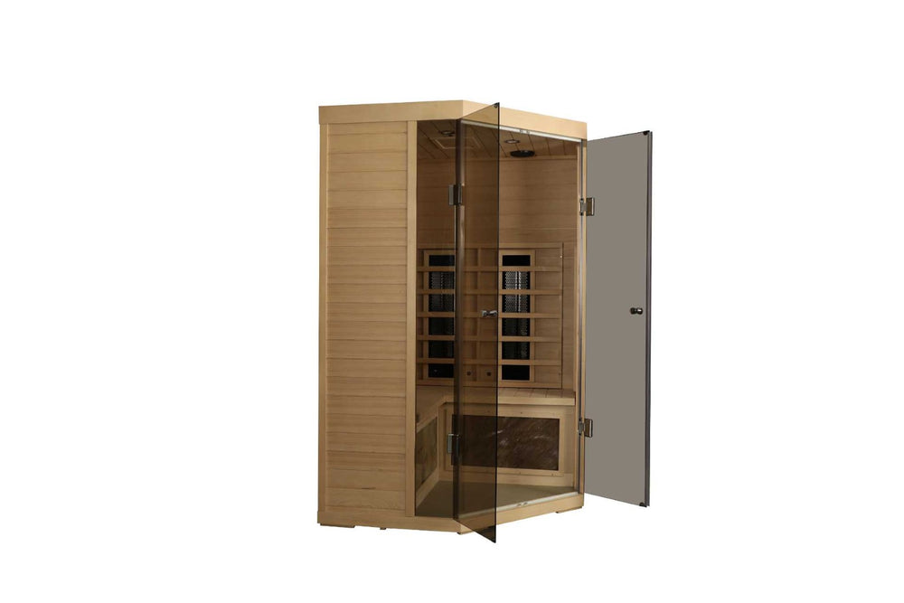 English Elm 3-person Canadian Hemlock Far Infrared Home Sauna with Low Emf Heaters and Digital Controls W5530P477411