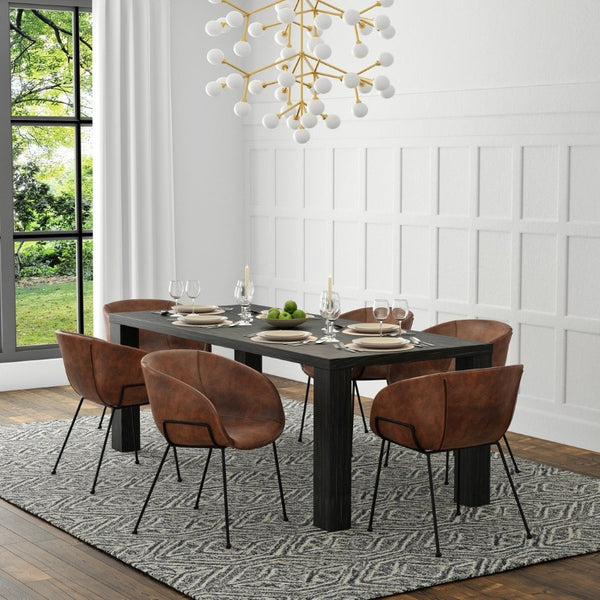 EuroStyle Abby 84 Inch Oak Veneer Rectangle Dining Table Seats Eight for Large Gathering Spaces Black 19708-BLK-KIT