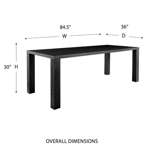 EuroStyle Abby 84 Inch Oak Veneer Rectangle Dining Table Seats Eight for Large Gathering Spaces Black 19708-BLK-KIT