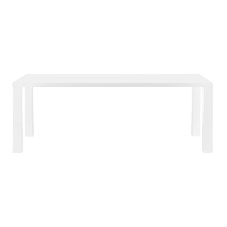 EuroStyle Abby 84 Inch Oak Veneer Rectangle Dining Table Seats Eight for Large Gathering Spaces High Gloss White 19708-WHT-KIT