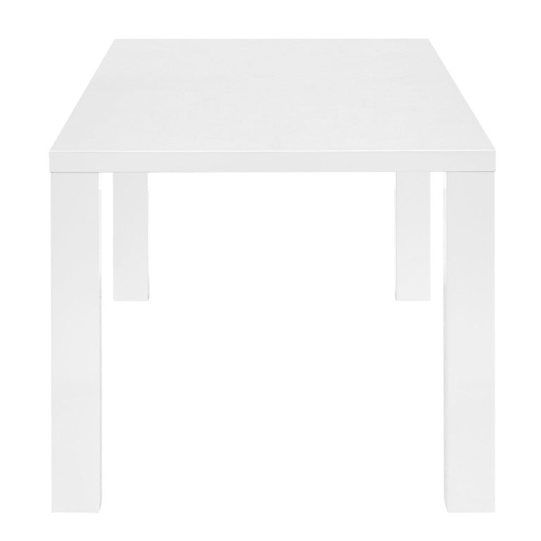 EuroStyle Abby 84 Inch Oak Veneer Rectangle Dining Table Seats Eight for Large Gathering Spaces High Gloss White 19708-WHT-KIT