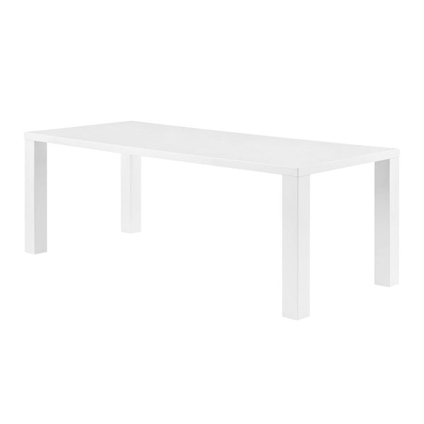 EuroStyle Abby 84 Inch Oak Veneer Rectangle Dining Table Seats Eight for Large Gathering Spaces High Gloss White 19708-WHT-KIT