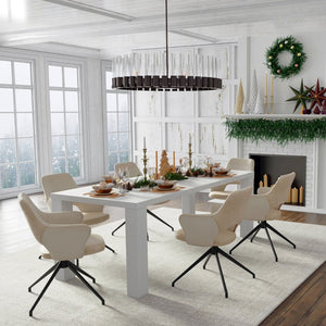 EuroStyle Abby 84 Inch Oak Veneer Rectangle Dining Table Seats Eight for Large Gathering Spaces High Gloss White 19708-WHT-KIT