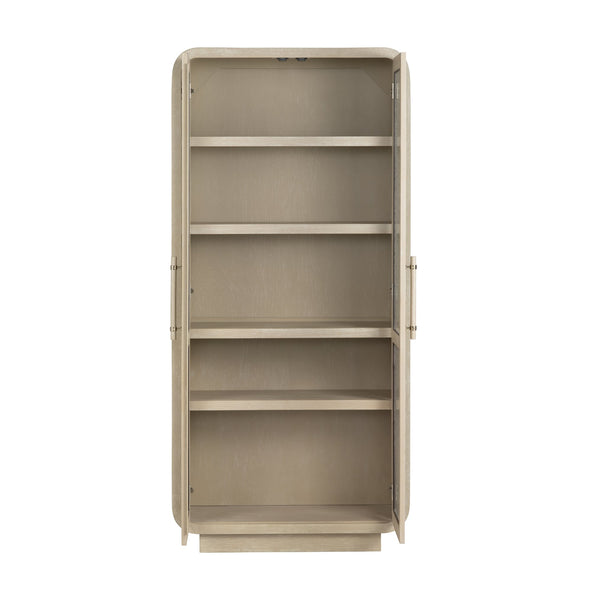 Crestview Collection Transitional Elegant Cabinet With Glass Doors - Natural Tan Finish & Textured Shelves For Storage Tan Solid Wood Cvfdr1212