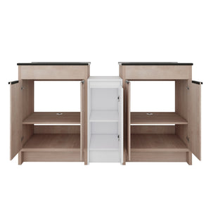 English Elm 60 Inch Freestanding Bathroom Vanity With Black Ceramic Sink, Soft-Close Doors & Storage Solutions W999S00317