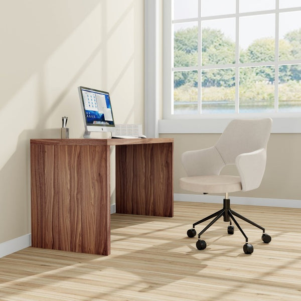 EuroStyle Abby Modern Home Office Writing Desk with American Veneer and Flexible Base Options Walnut 19710-WAL