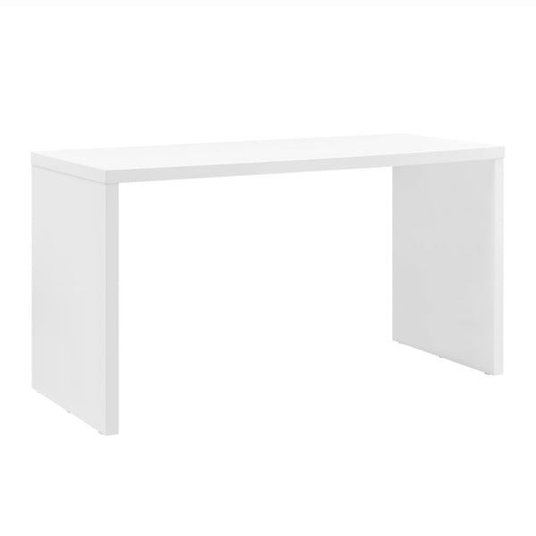 EuroStyle Abby Modern Home Office Writing Desk with American Veneer and Flexible Base Options Matte White 19710-WHT