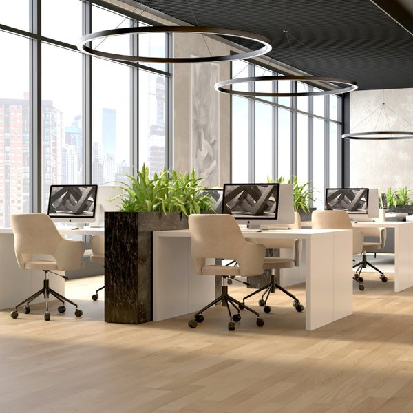 EuroStyle Abby Modern Home Office Writing Desk with American Veneer and Flexible Base Options Matte White 19710-WHT