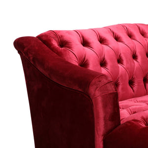 English Elm Comfy Hi-back Three Seat Sofa with Tufted Pu Upholstery and Tapered Birch Legs N760P178601R