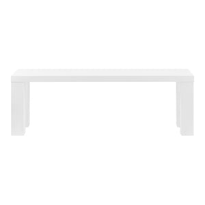 EuroStyle Abby 57 Inch Oak Veneer Bench with Steel Reinforced Legs for Bedroom or Entryway High Gloss White 19723WHT-KIT