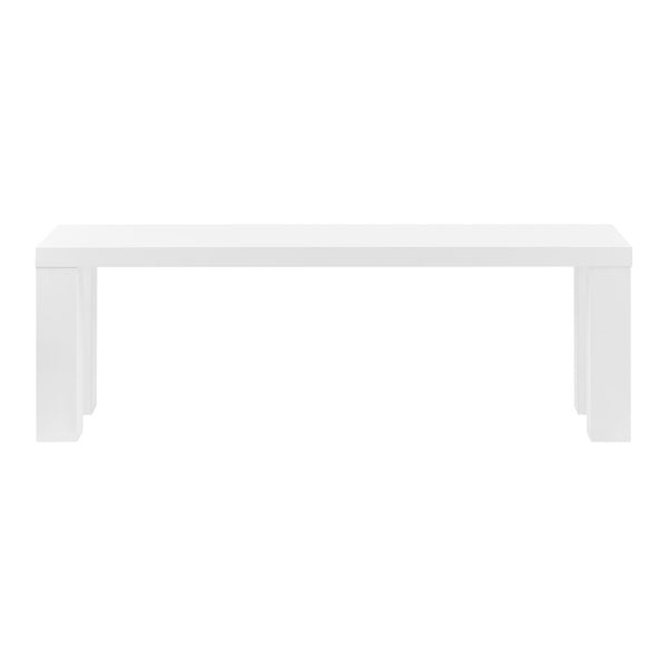 EuroStyle Abby 57 Inch Oak Veneer Bench with Steel Reinforced Legs for Bedroom or Entryway High Gloss White 19723WHT-KIT