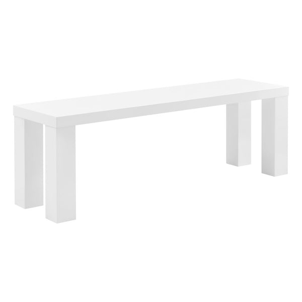 EuroStyle Abby 57 Inch Oak Veneer Bench with Steel Reinforced Legs for Bedroom or Entryway High Gloss White 19723WHT-KIT