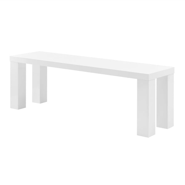 EuroStyle Abby 57 Inch Oak Veneer Bench with Steel Reinforced Legs for Bedroom or Entryway High Gloss White 19723WHT-KIT
