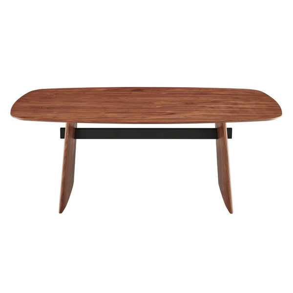 EuroStyle Folke Walnut Veneer Dining Table Seats 8 with Matte Black Steel Base 19730WAL-KIT