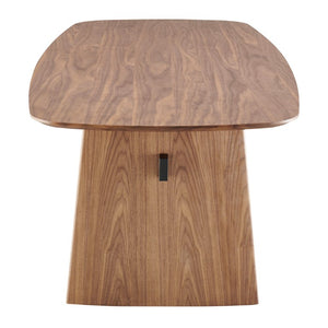 EuroStyle Folke Walnut Veneer Dining Table Seats 8 with Matte Black Steel Base 19730WAL-KIT