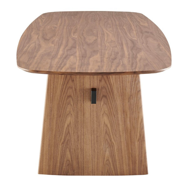 EuroStyle Folke Walnut Veneer Dining Table Seats 8 with Matte Black Steel Base 19730WAL-KIT