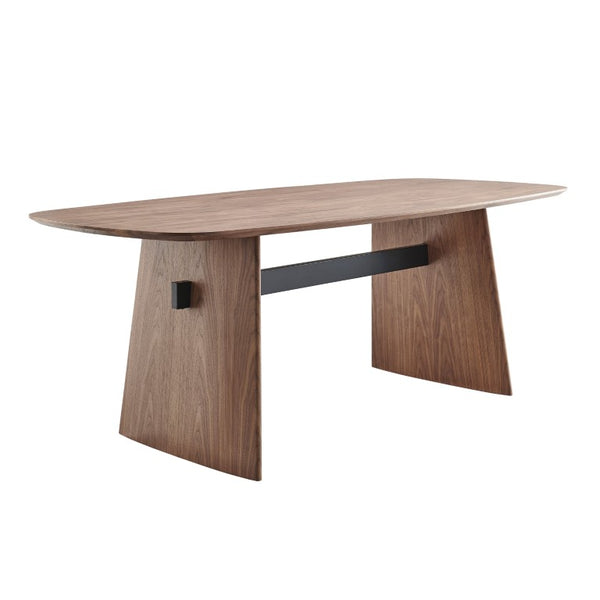 EuroStyle Folke Walnut Veneer Dining Table Seats 8 with Matte Black Steel Base 19730WAL-KIT