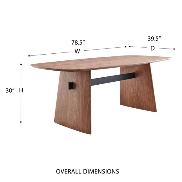 EuroStyle Folke Walnut Veneer Dining Table Seats 8 with Matte Black Steel Base 19730WAL-KIT