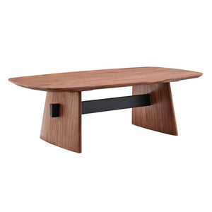 EuroStyle Folke Walnut Veneer Coffee Table with Matte Black Crossbar for Modern Living Rooms 19732WAL-KIT