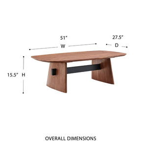 EuroStyle Folke Walnut Veneer Coffee Table with Matte Black Crossbar for Modern Living Rooms 19732WAL-KIT