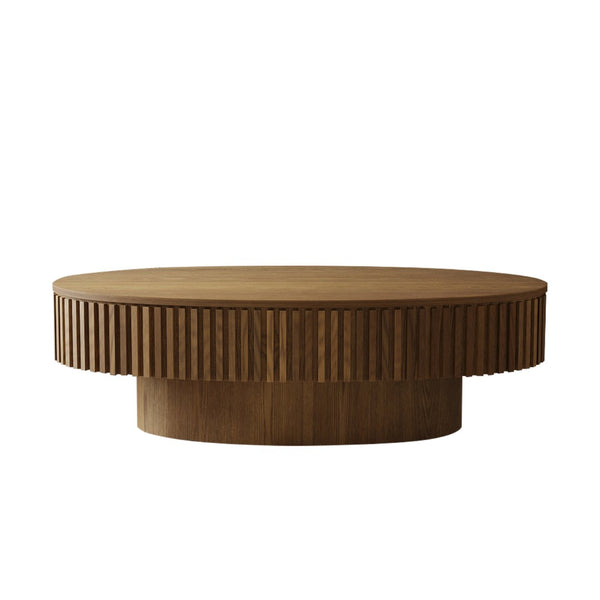English Elm 47'' Oval Lift Top Coffee Table Wood Veneer Fluted Base Hidden Storage Living Room W1435P427189