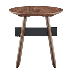 EuroStyle Folke Walnut Veneer Cube Side Table with Powder Coated Steel Accent for Modern Spaces 19734-WAL