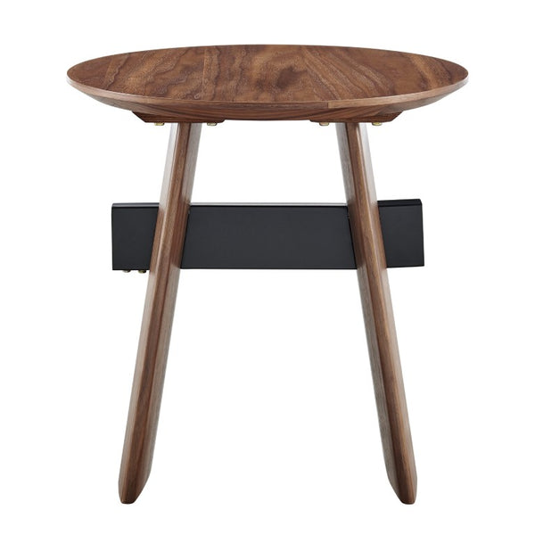 EuroStyle Folke Walnut Veneer Cube Side Table with Powder Coated Steel Accent for Modern Spaces 19734-WAL